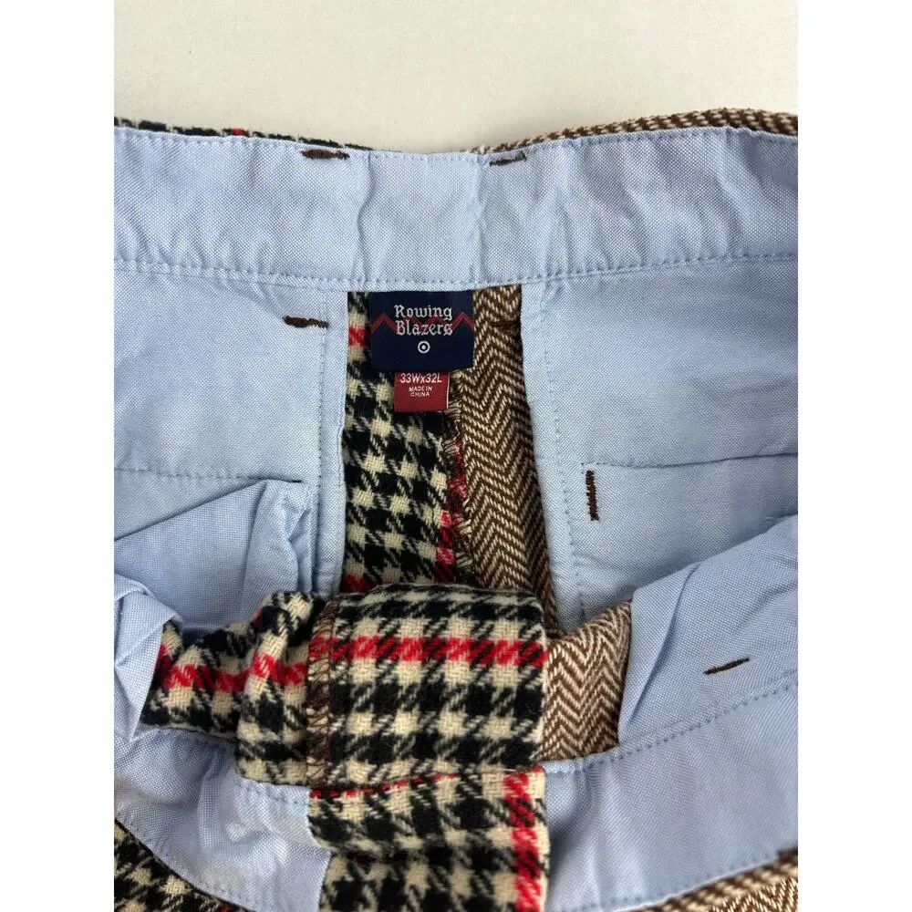 New w/o tag- Rowing Blazers Red and Brown Checkered Pants - Picture 6 of 7